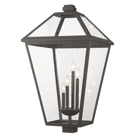 Talbot 4 Light Outdoor Post Mount Fixture, Oil Rubbed Bronze And Seedy